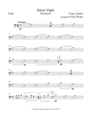 Book cover for Silent Night - Variations (full orchestra) Cello part