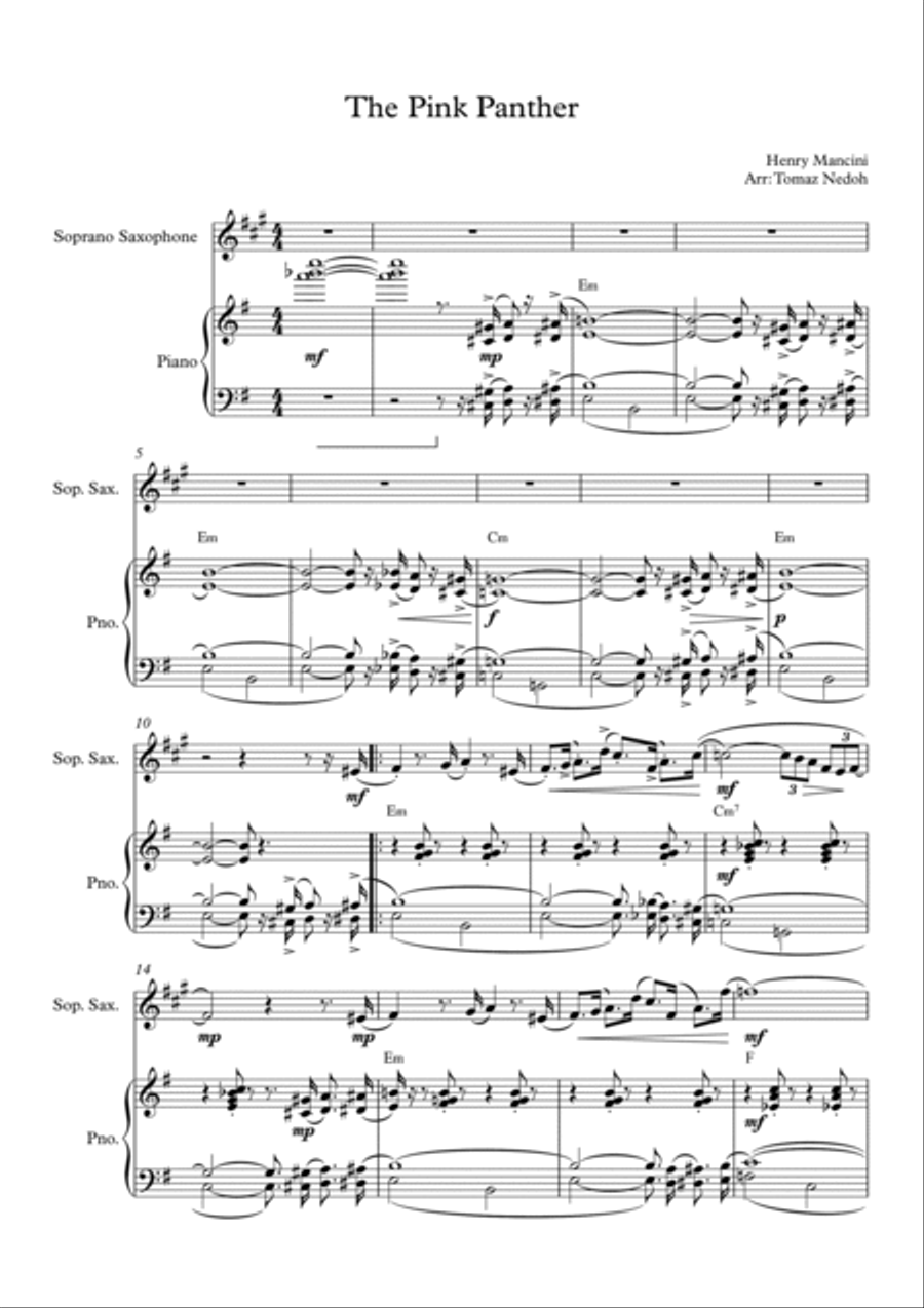 The Pink Panther Soprano Saxophone scores gallery preview page 1