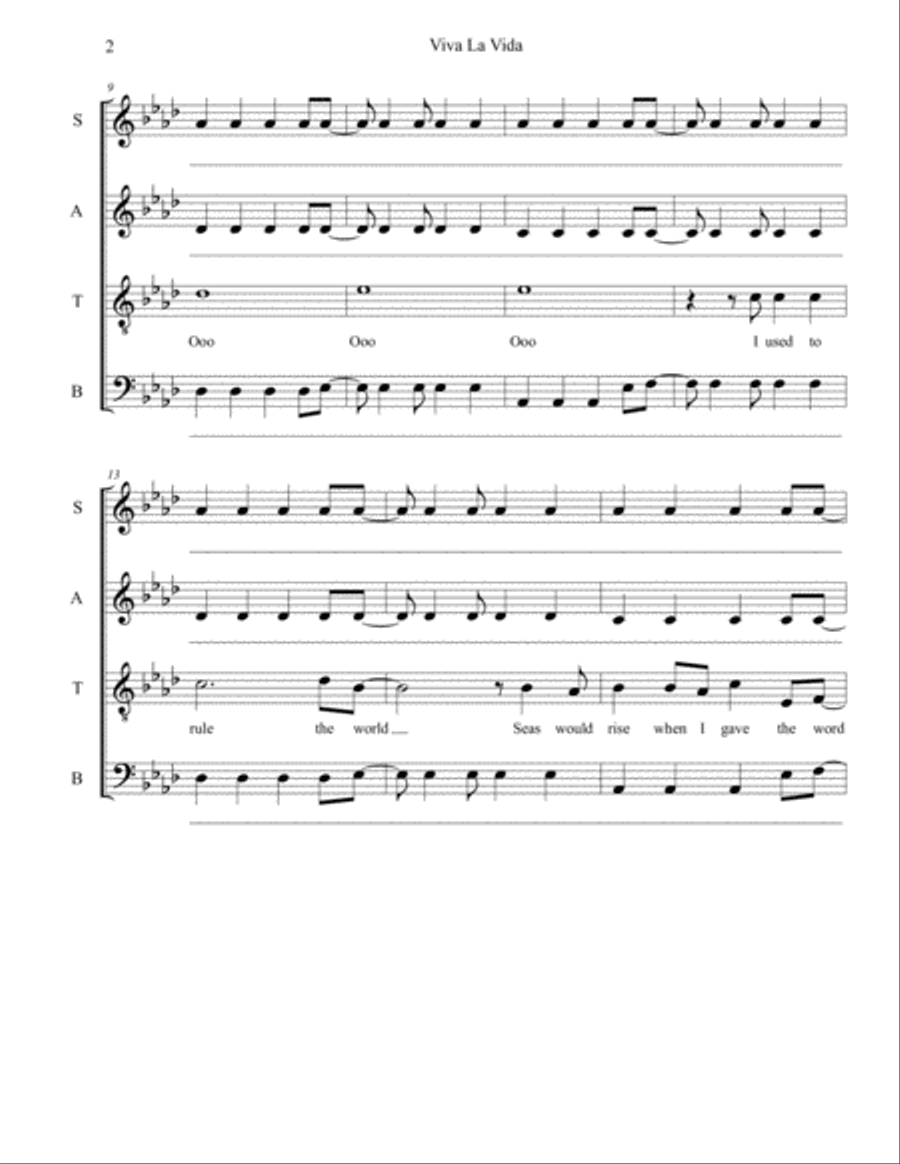 Viva La Vida 4-Part scores gallery preview page 2
