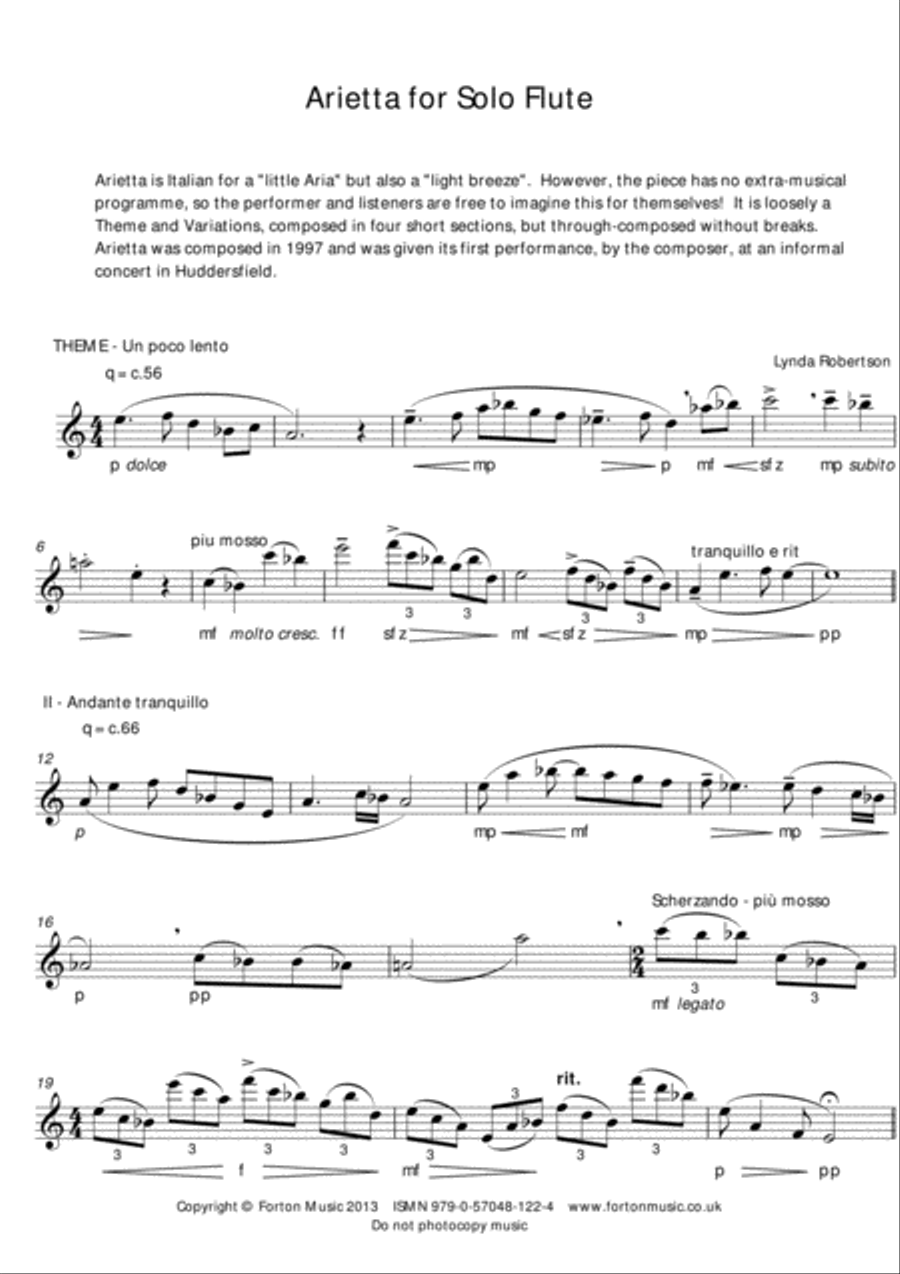 Arietta Flute Solo scores gallery preview page 2