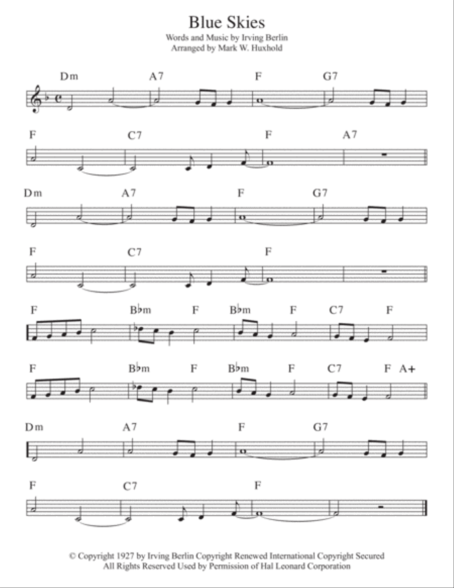 Blue Skies Piano scores gallery preview page 1