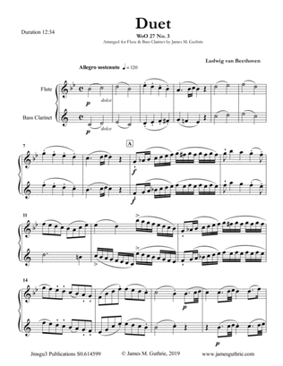 Beethoven: Duet WoO 27 No. 3 for Flute & Bass Clarinet