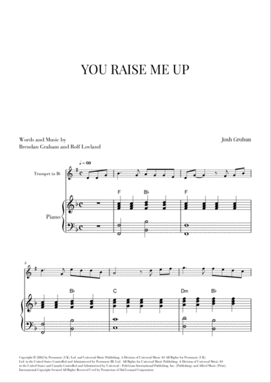 You Raise Me Up Trumpet Solo scores gallery preview page 1