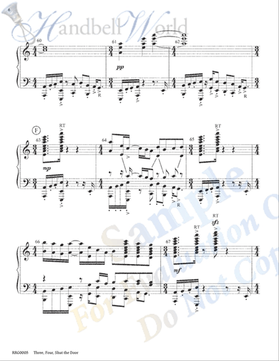 Three Four Shut the Door Handbell Choir scores gallery preview page 5