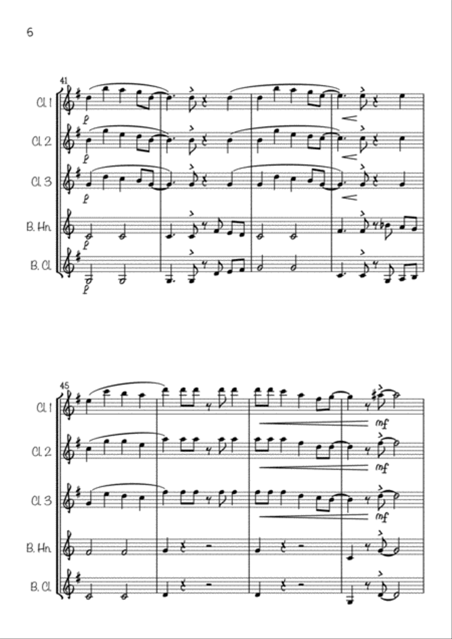 Jingle Bells Jazzy (Clarinet Quintet) Clarinet Quintet scores gallery preview page 6