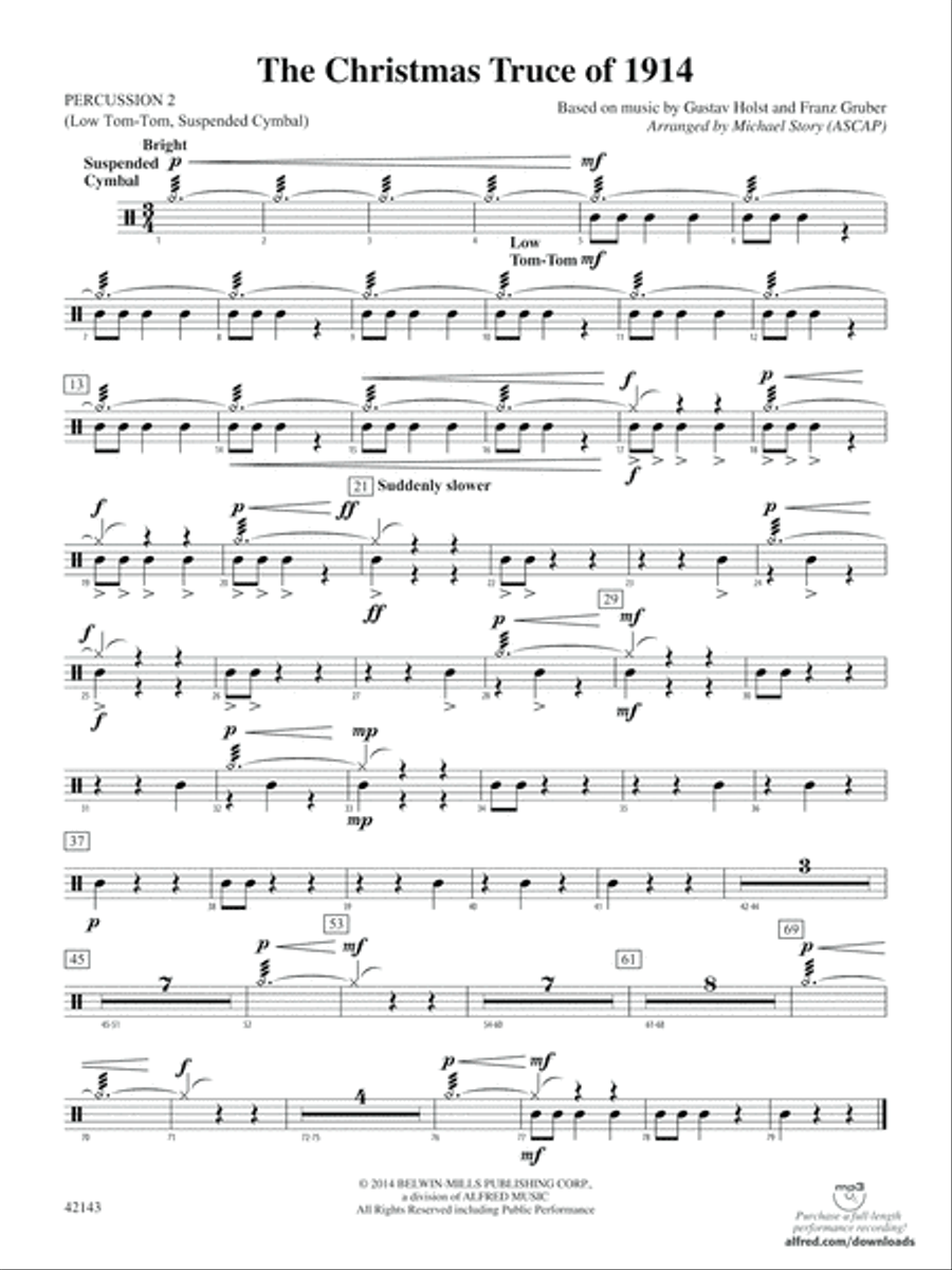 The Christmas Truce of 1914: 2nd Percussion Concert Band scores gallery preview page 1