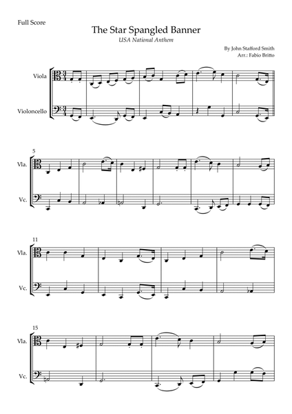 The Star Spangled Banner (USA National Anthem) for Viola & Cello Duo image number null