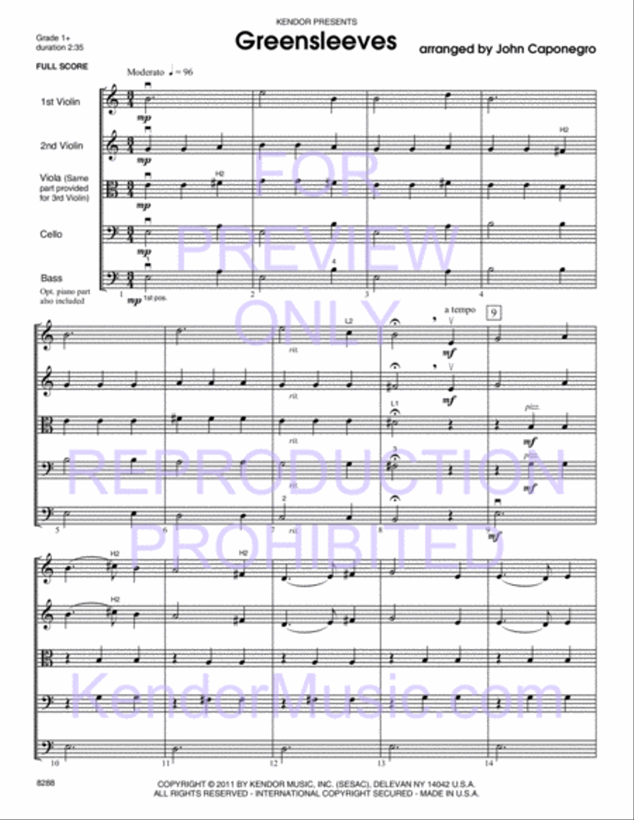 Greensleeves Greensleeves String Orchestra scores gallery preview page 2