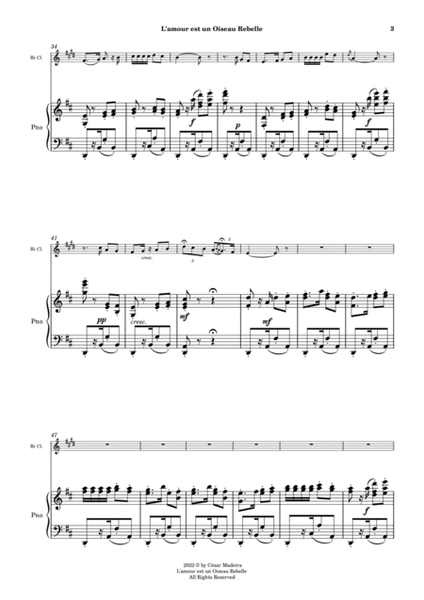 Habanera from Carmen by Bizet - Bb Clarinet and Piano (Full Score and Parts) image number null