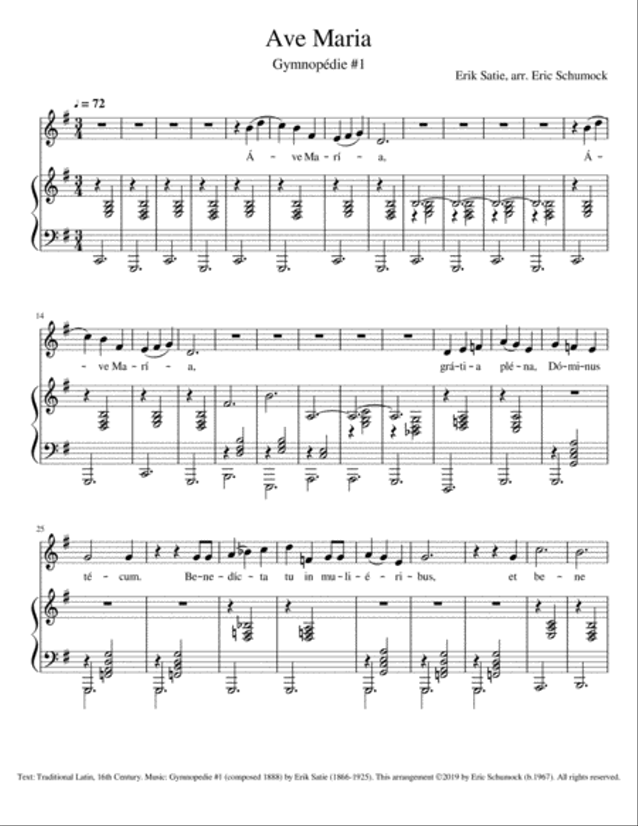 Ave Maria (Gymnopedie #1) Low Voice scores gallery preview page 1