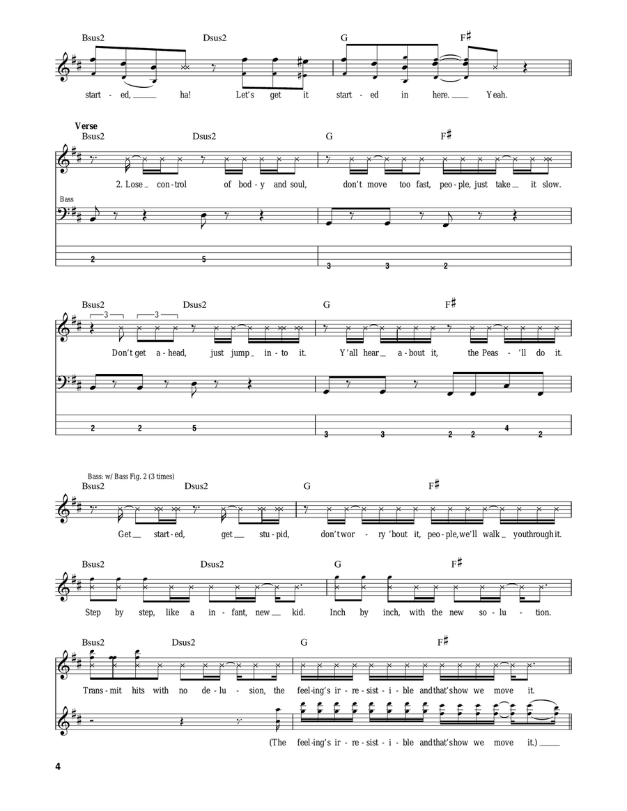 Let's Get It Started Bass Guitar Tablature scores gallery preview page 4