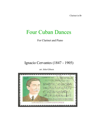 Book cover for 4 Cuban Dances by Cervantes for Clarinet and Piano