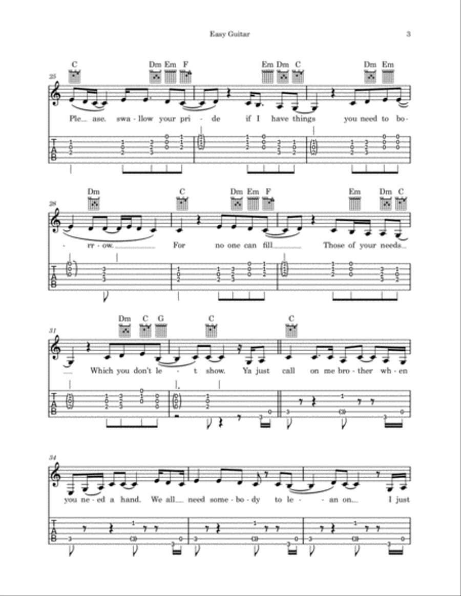 Lean On Me Guitar Solo scores gallery preview page 3
