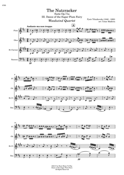 Dance of the Sugar Plum Fairy - Woodwind Quartet (Full Score and Parts) image number null