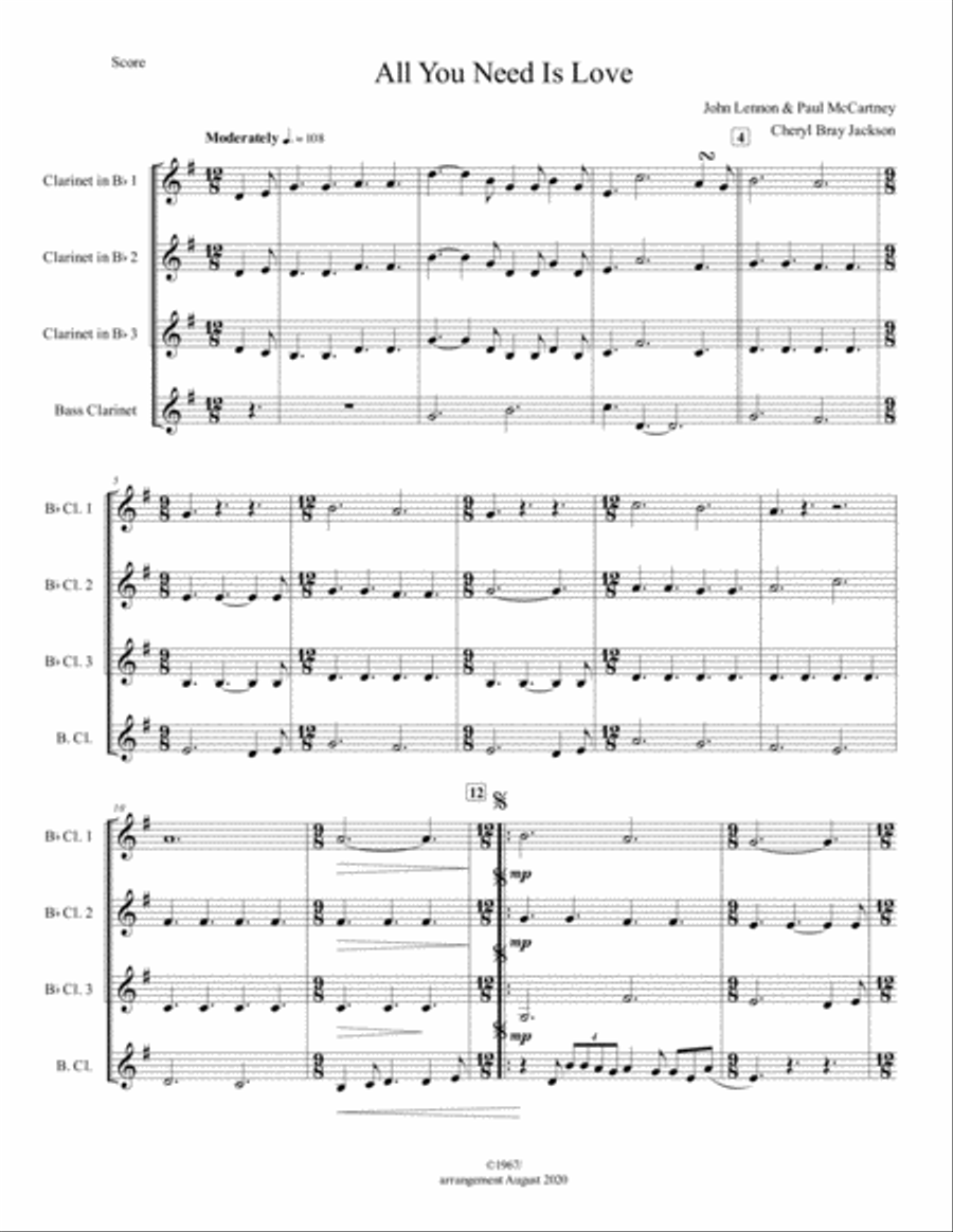 All You Need Is Love Woodwind Quartet scores gallery preview page 2
