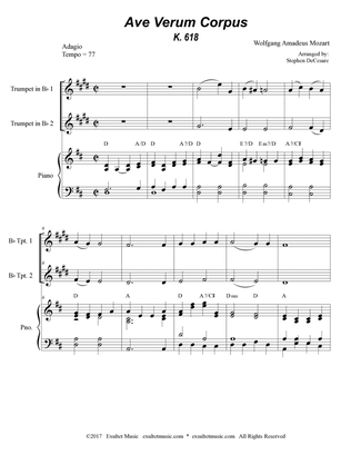 Ave Verum Corpus (Duet for Bb-Trumpet - Piano Accompaniment)