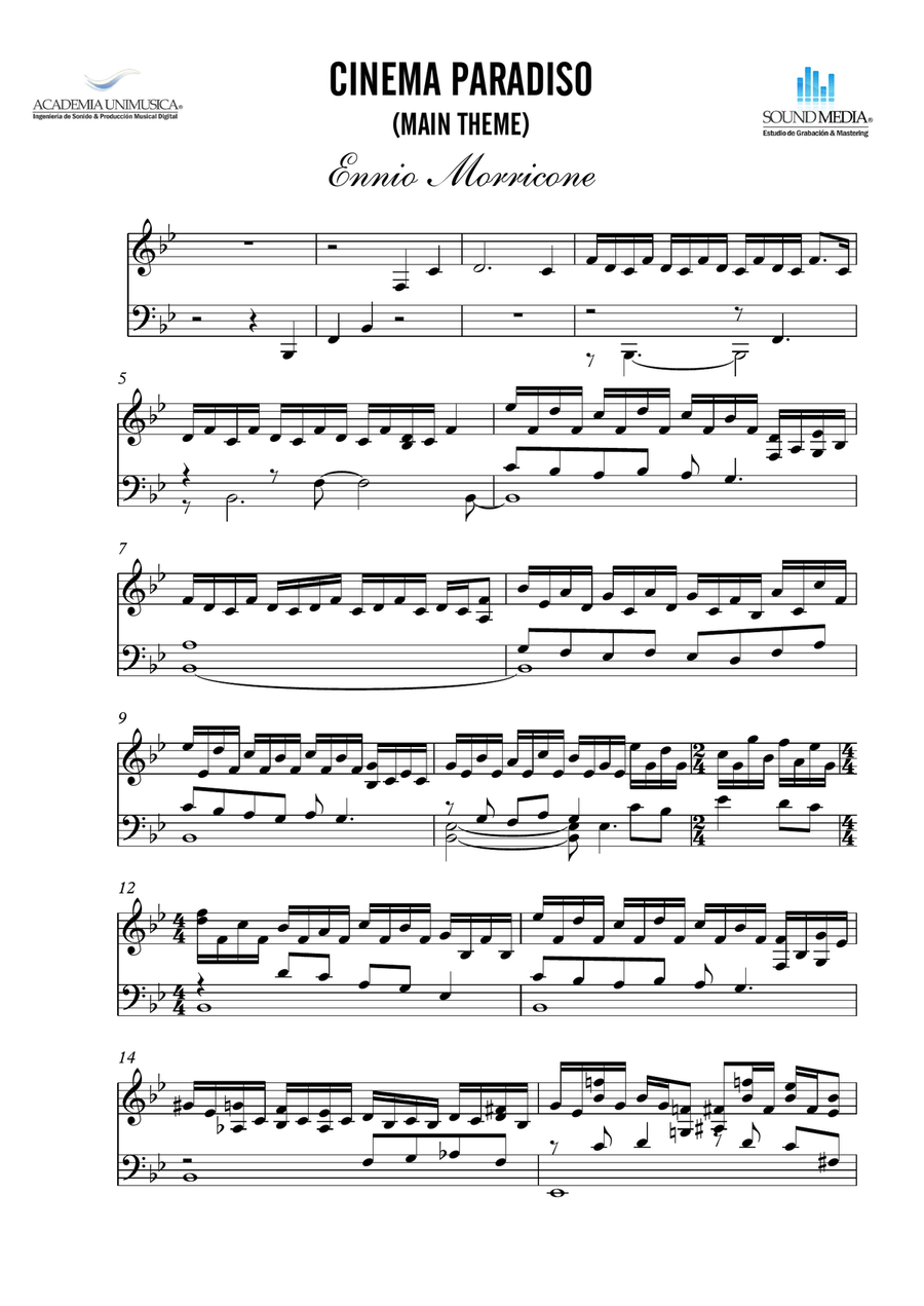 Cinema Paradiso Piano Solo scores gallery preview page 1