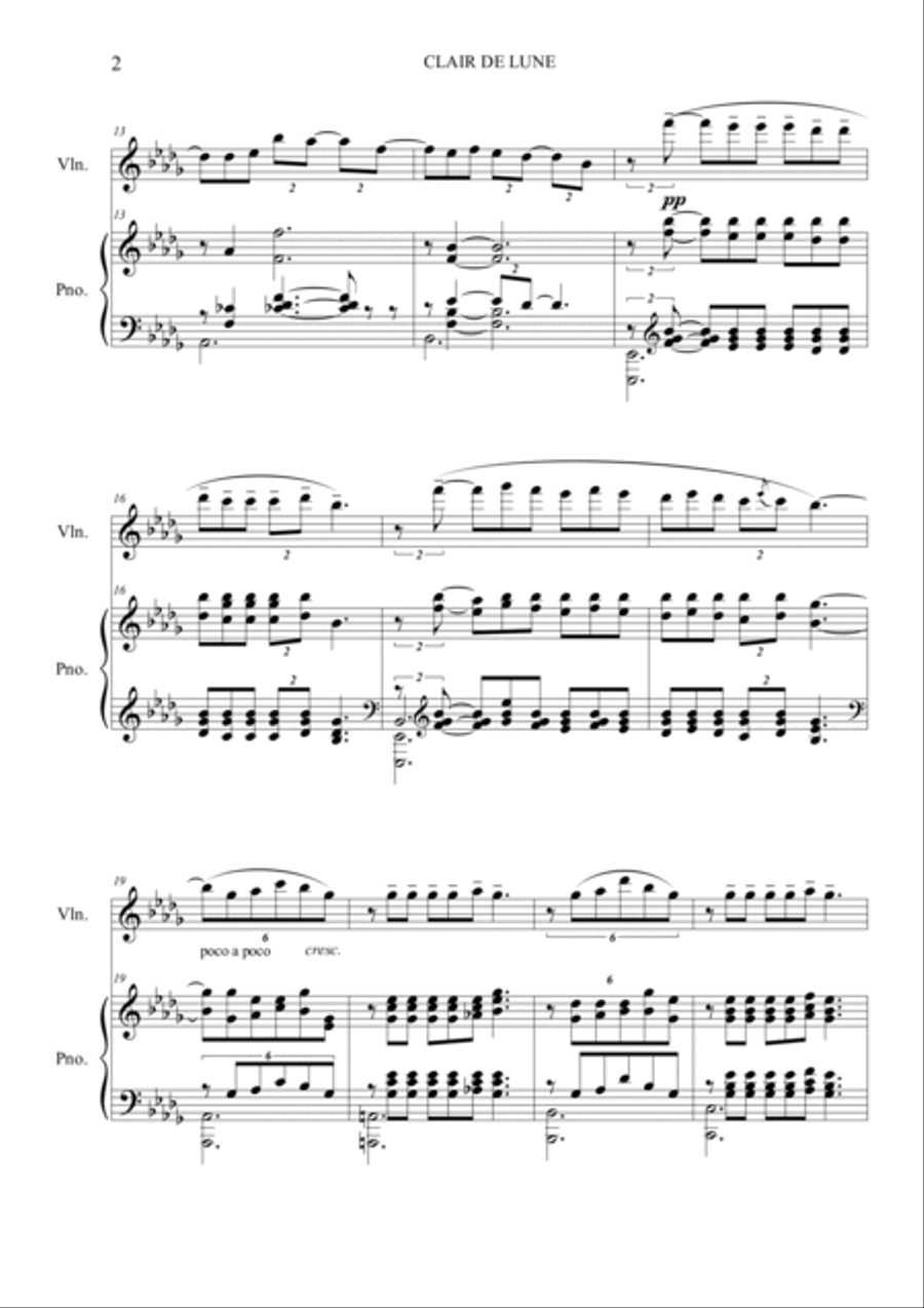 Clair de Lune Clair de Lune Violin Solo scores gallery preview page 2