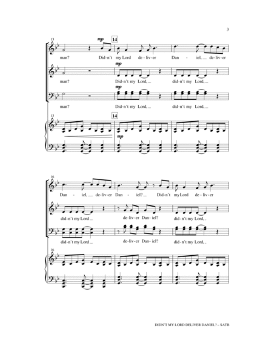 Didn't My Lord Deliver Daniel? 4-Part scores gallery preview page 3