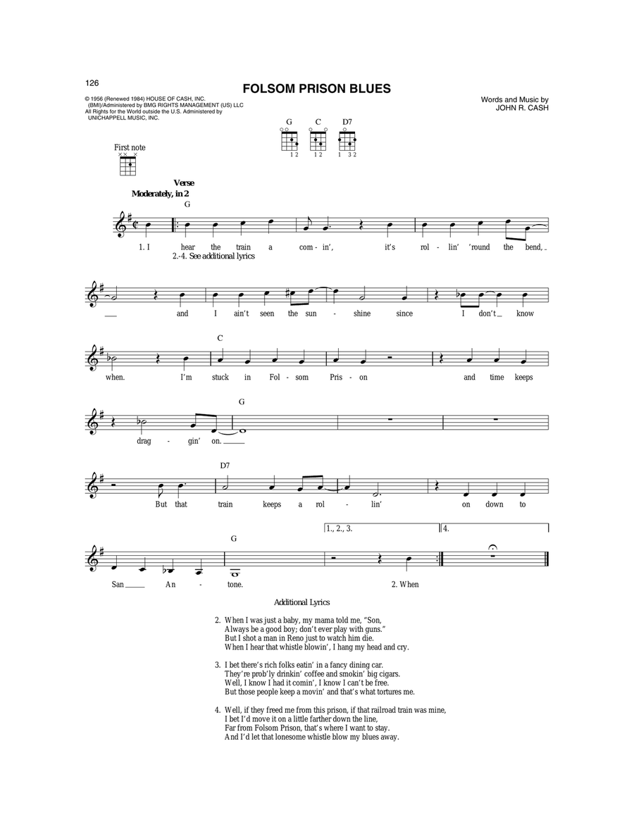 Folsom Prison Blues Mandolin scores gallery preview page 1