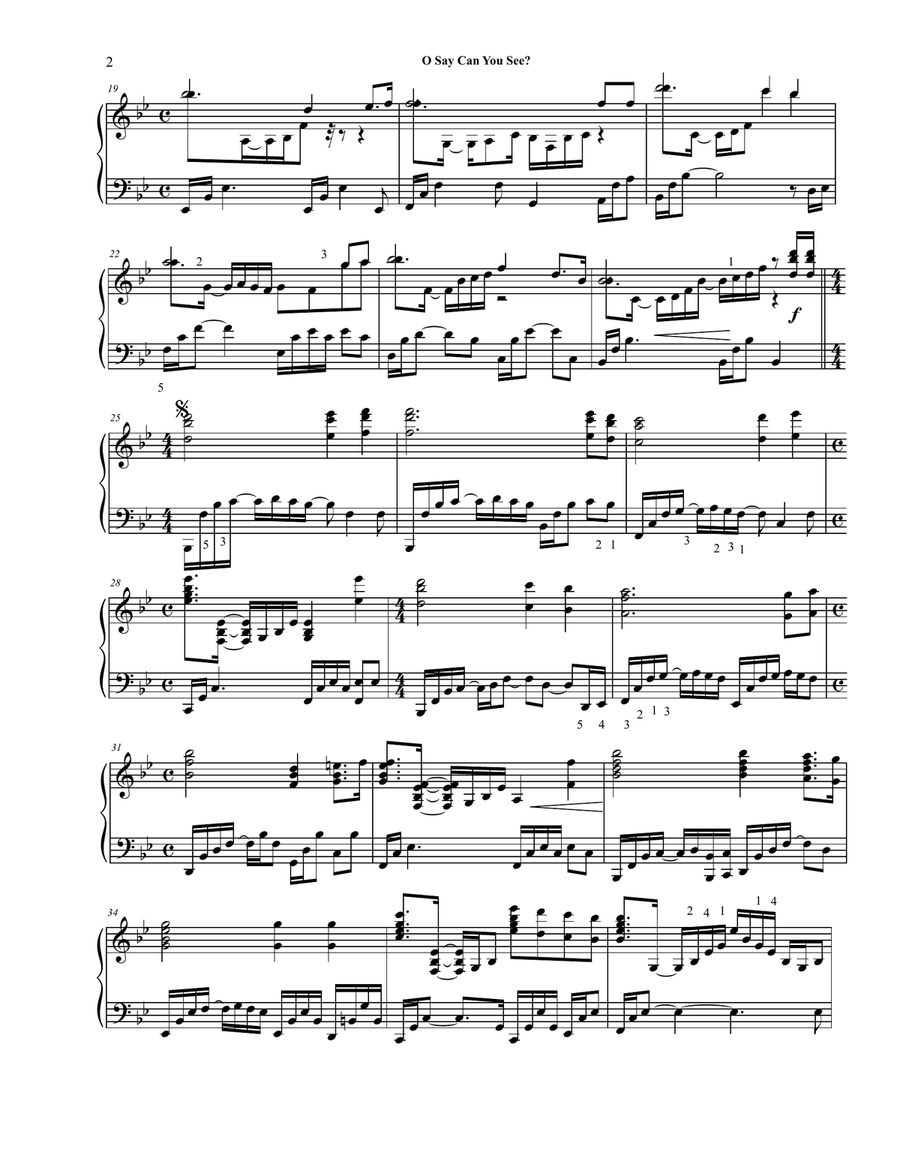 O Say Can You See (The Star Spangled Banner) Piano Solo scores gallery preview page 3