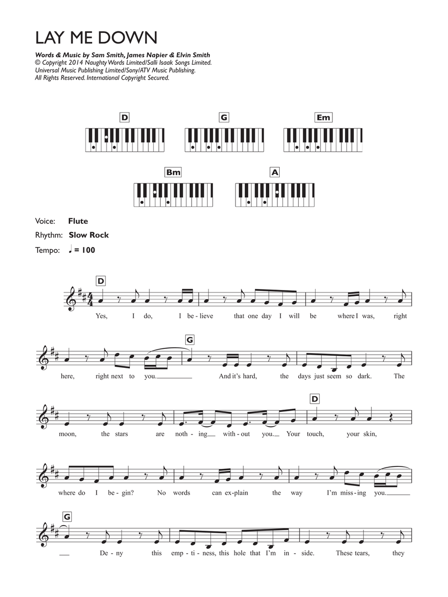 Lay Me Down Piano scores gallery preview page 1