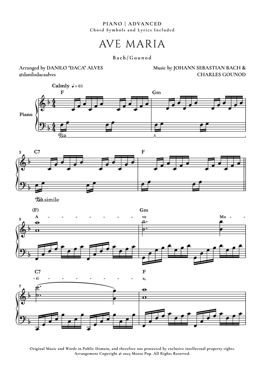 Ave Maria Piano Solo scores gallery preview page 1