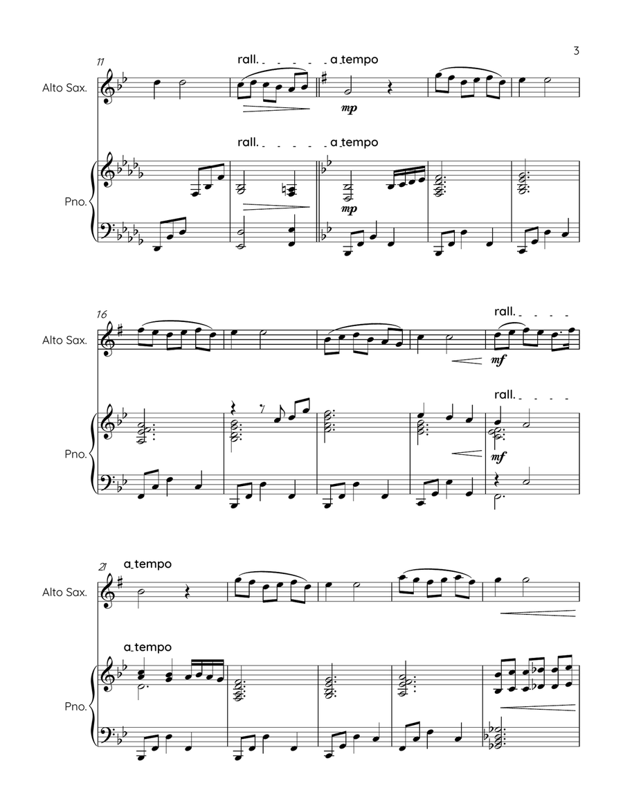 COME BACK TO SORRENTO - alto sax and piano Alto Saxophone scores gallery preview page 3