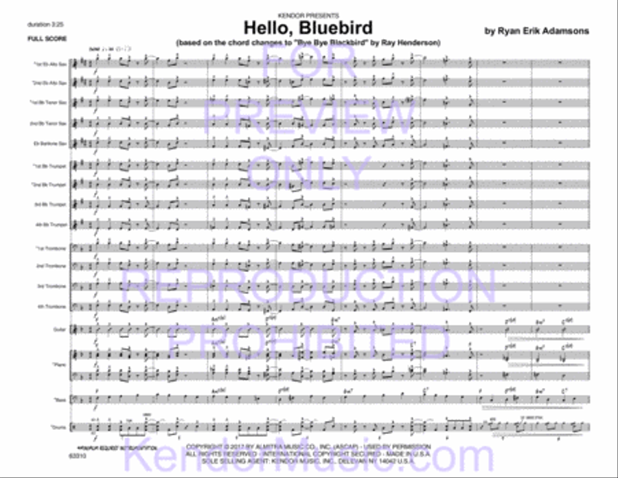 Hello, Bluebird (based on the chord changes to 'Bye Bye Blackbird' by Ray Henderson) image number null