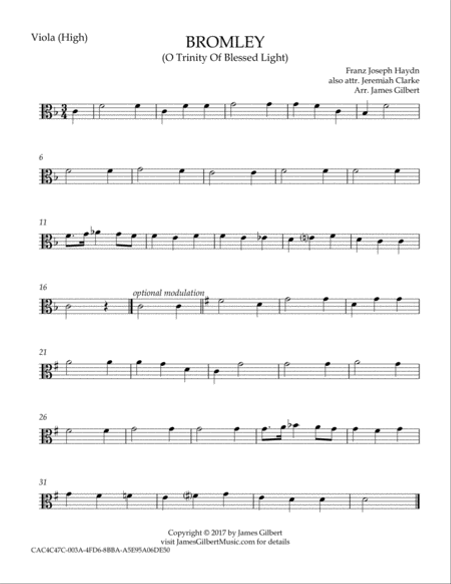 BROMLEY (O Trinity Of Blessed Light) Small Ensemble scores gallery preview page 4