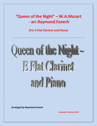 Book cover for Queen of the Night - From the Magic Flute - E Flat Clarinet and Piano
