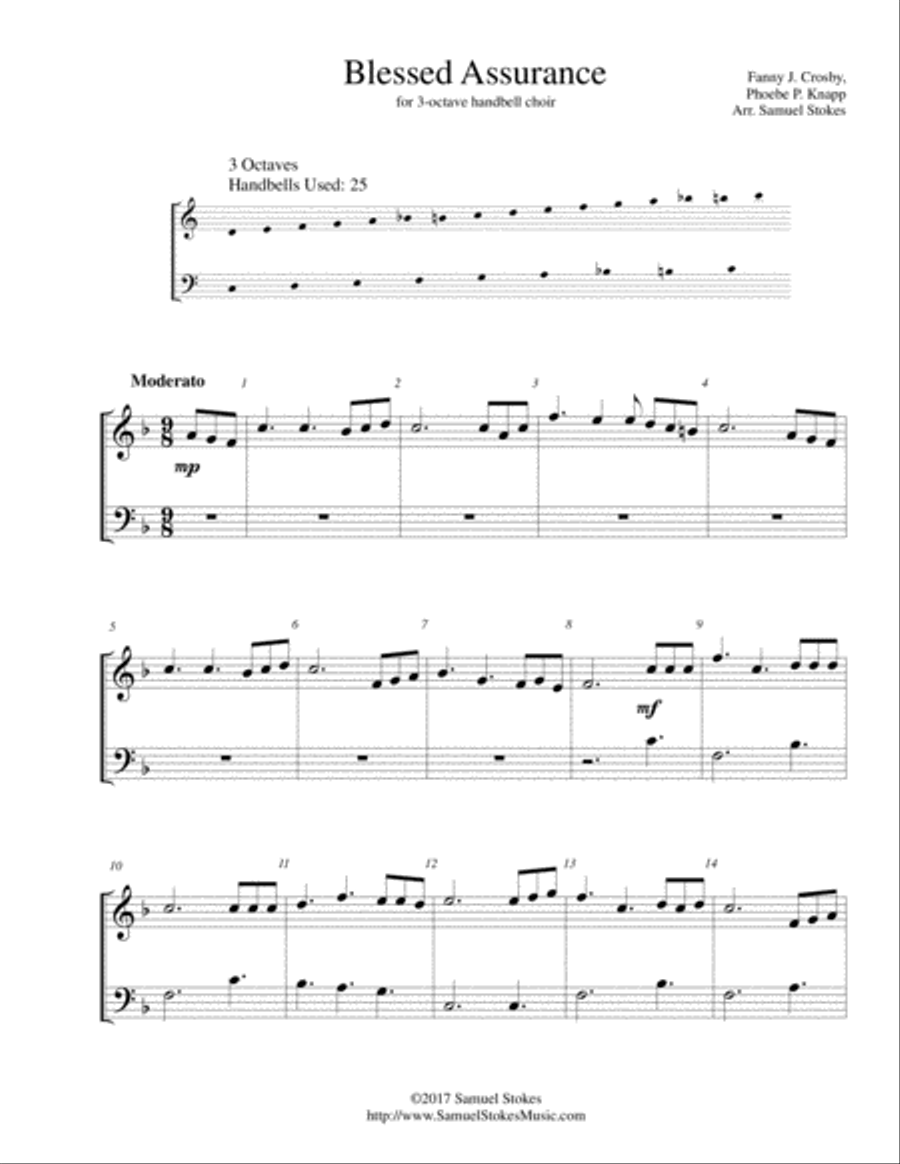 Blessed Assurance - for 3-octave handbell choir 3-Octaves scores gallery preview page 1