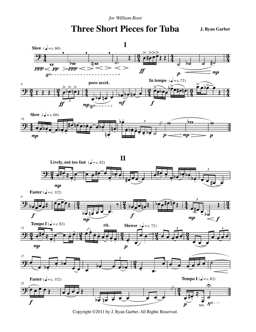 Three Short Pieces for Solo Tuba