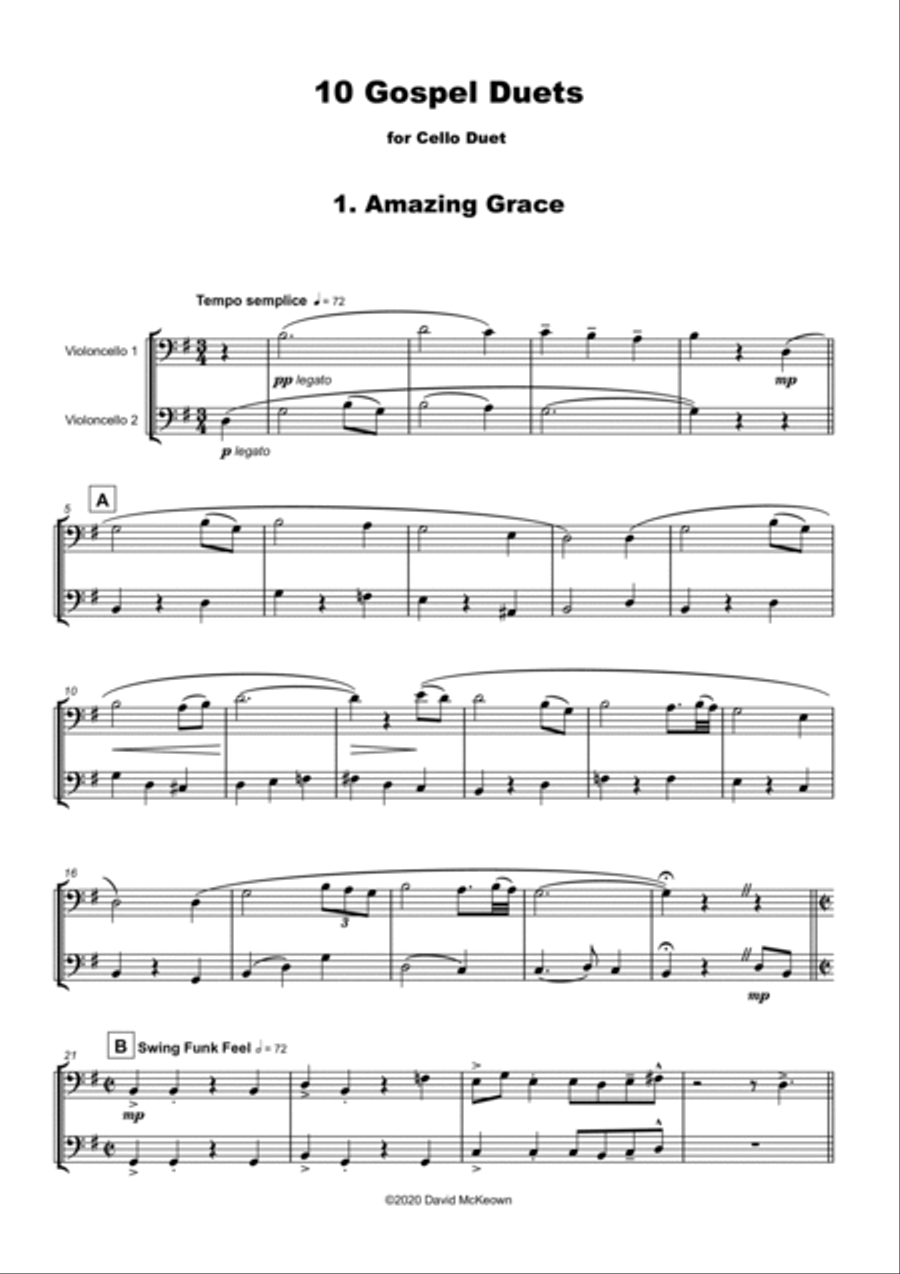 10 Gospel Duets for Cello String Duet scores gallery preview page 3