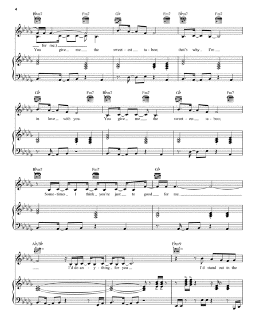 The Sweetest Taboo Piano, Vocal, Guitar scores gallery preview page 4