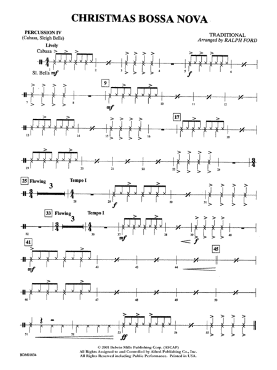Christmas Bossa Nova: 4th Percussion Concert Band scores gallery preview page 1