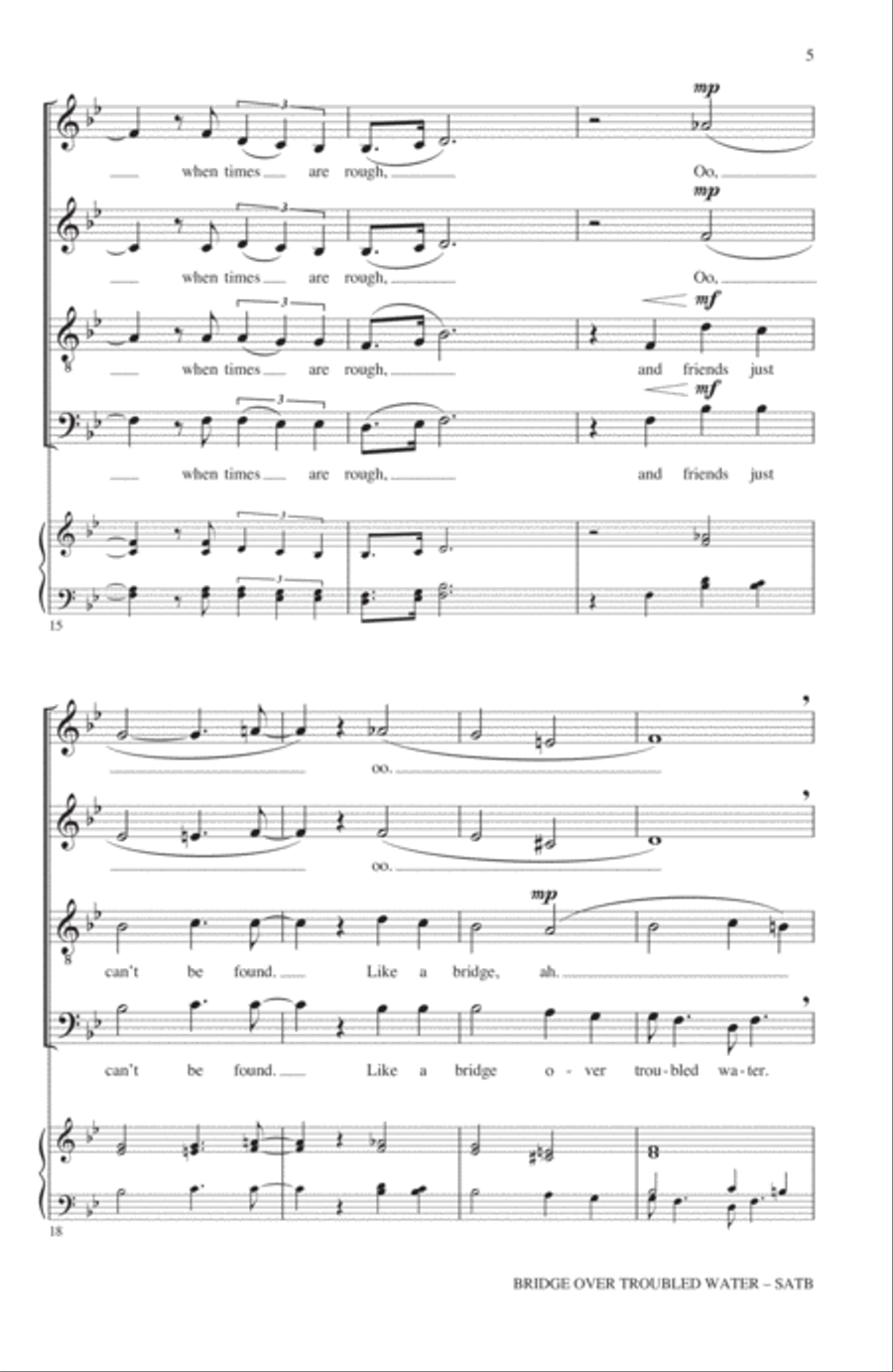 Bridge Over Troubled Water 4-Part scores gallery preview page 4