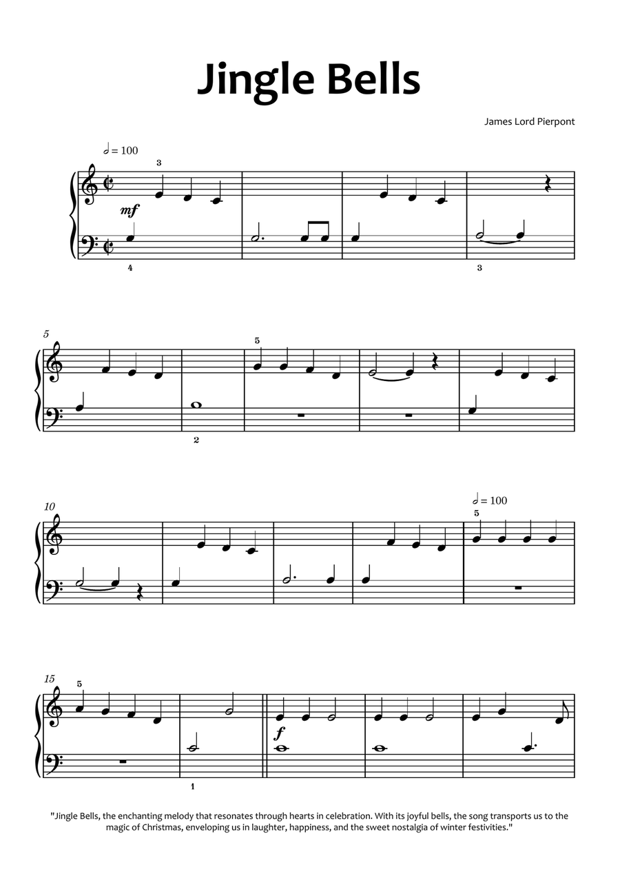 Jingle Bells Easy Piano scores gallery preview page 1