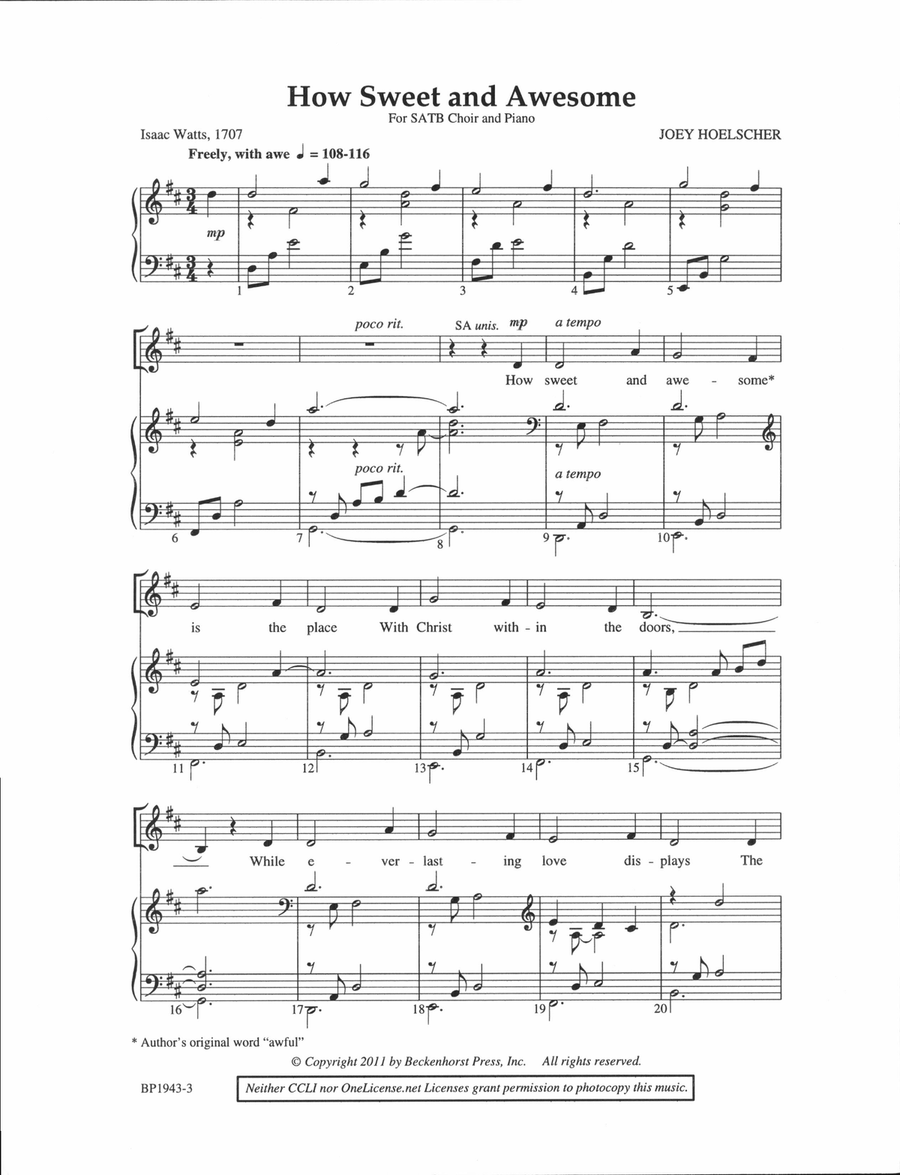 How Sweet and Awesome 4-Part scores gallery preview page 2