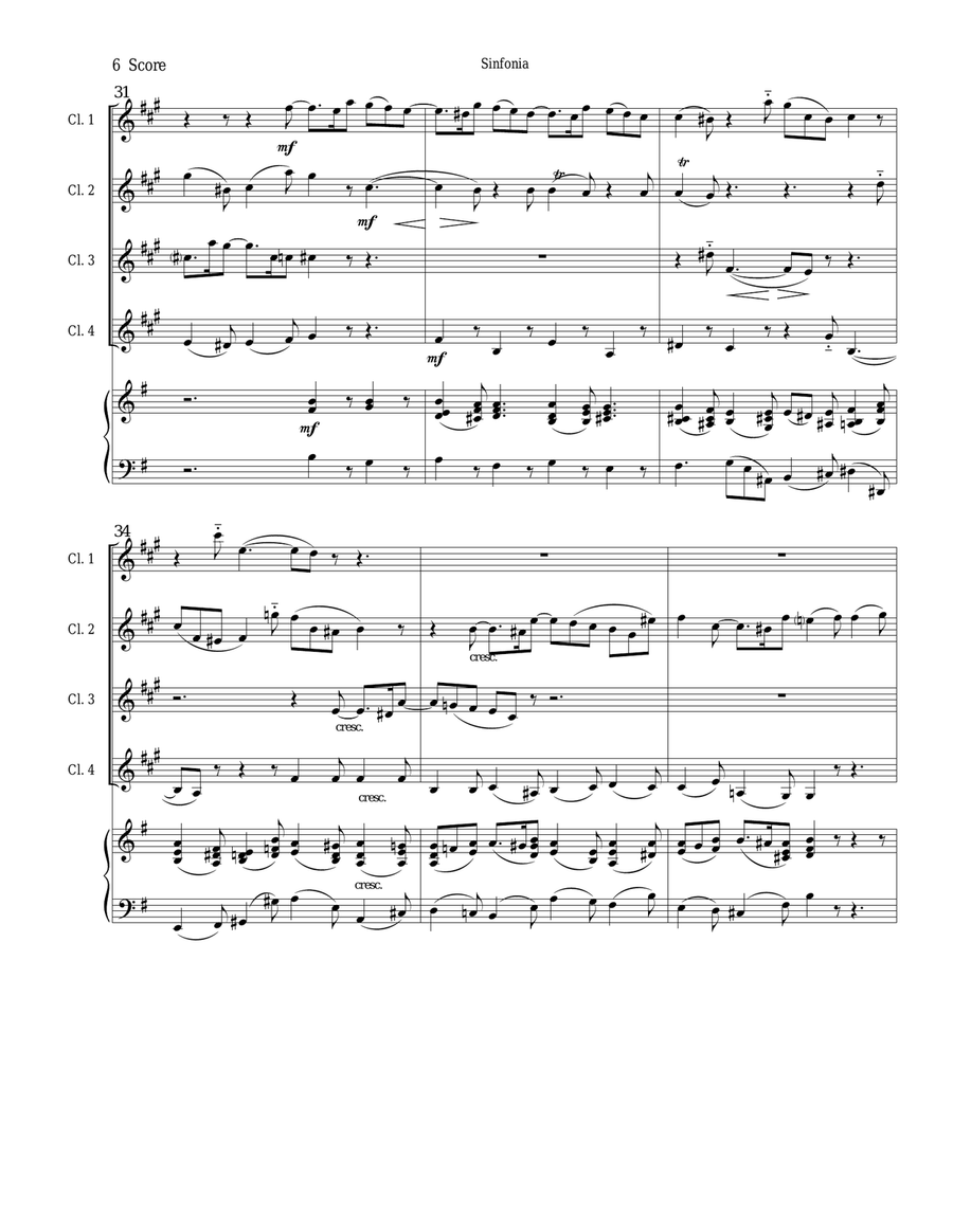 Sinfonia from Bach's Christmas Oratorio for clarinet quartet Clarinet Quartet scores gallery preview page 6