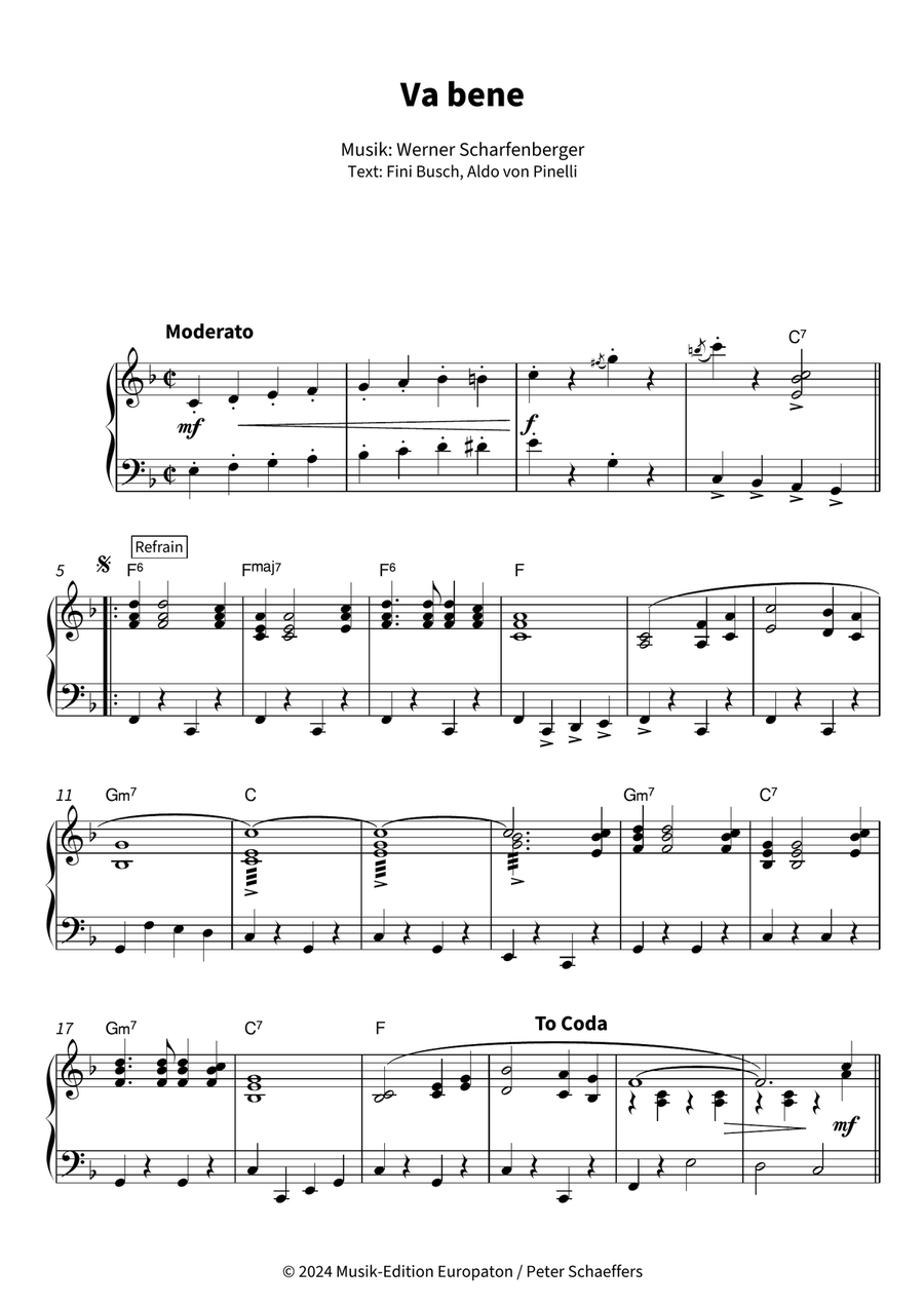 Va bene Va bene Piano Solo scores gallery preview page 3