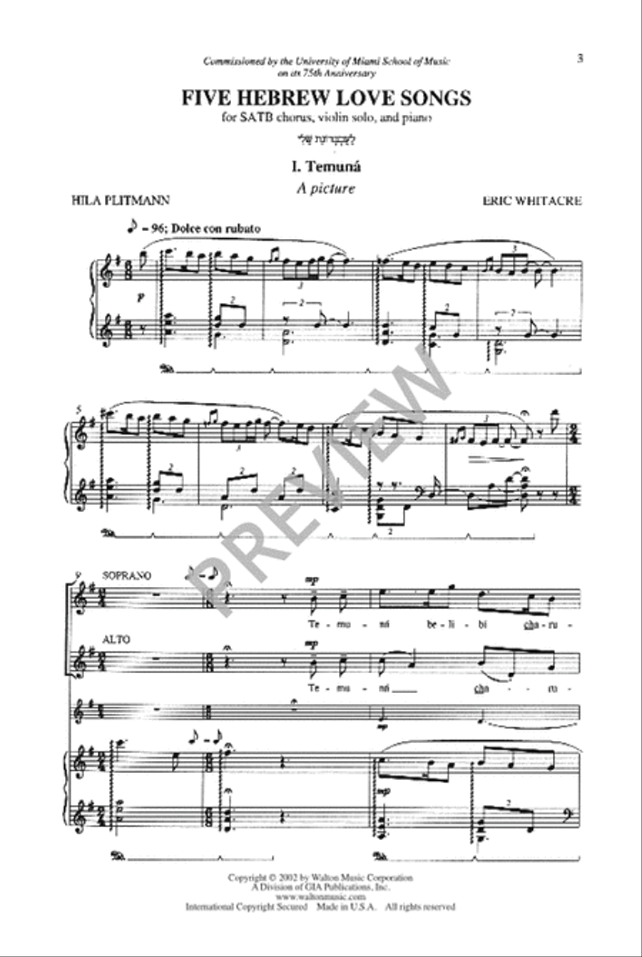 Five Hebrew Love Songs Five Hebrew Love Songs Choir scores gallery preview page 2