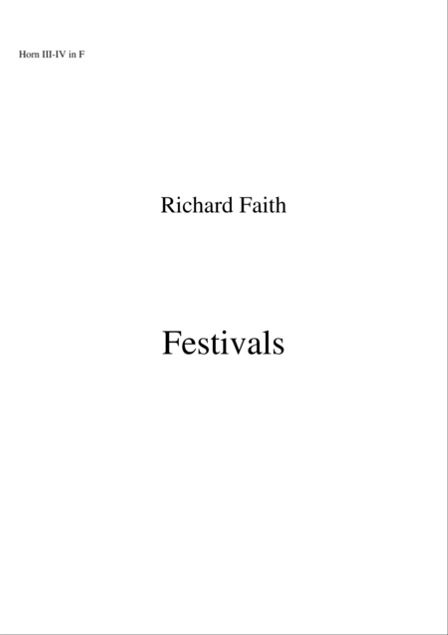 Richard Faith/László Veres : Festivals for Concert Band, complete set of brass and percussion part