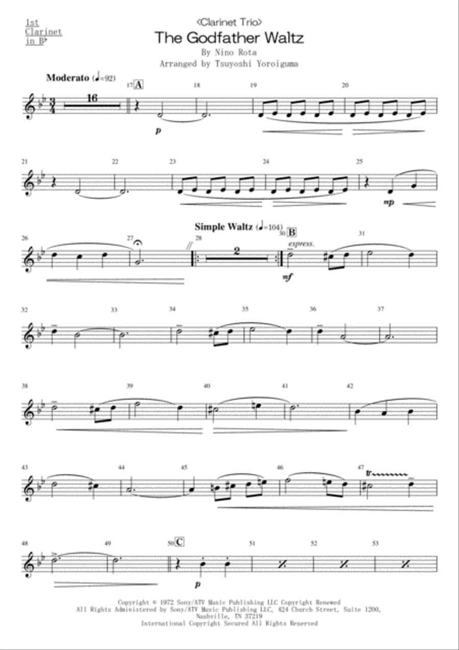 The Godfather Waltz Woodwind Trio scores gallery preview page 6