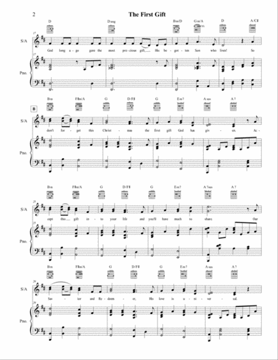 The First Gift - Soprano/Alto Duet Version Easy Piano scores gallery preview page 4