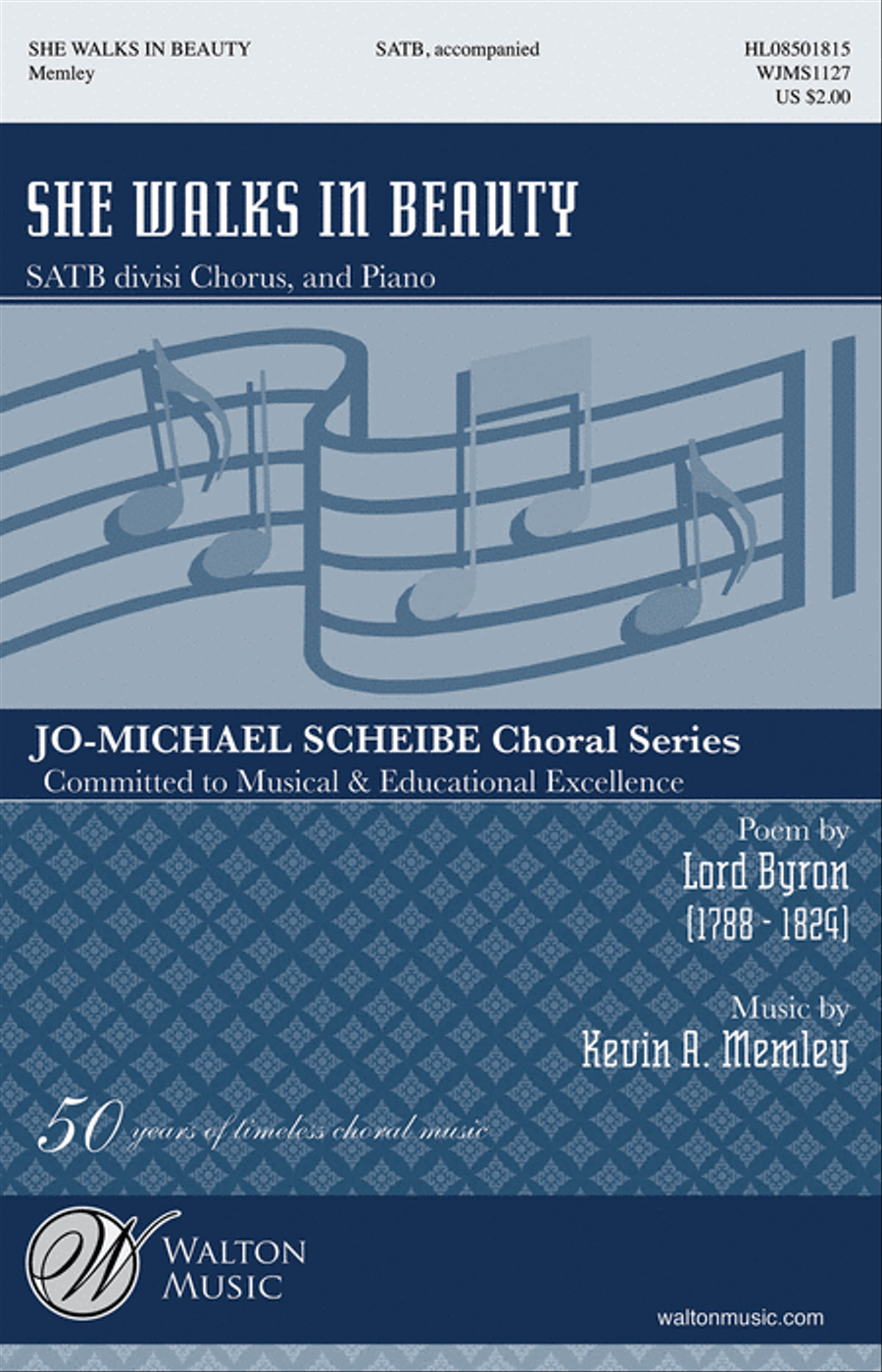 She Walks in Beauty (SATB) 4-Part scores gallery preview page 1