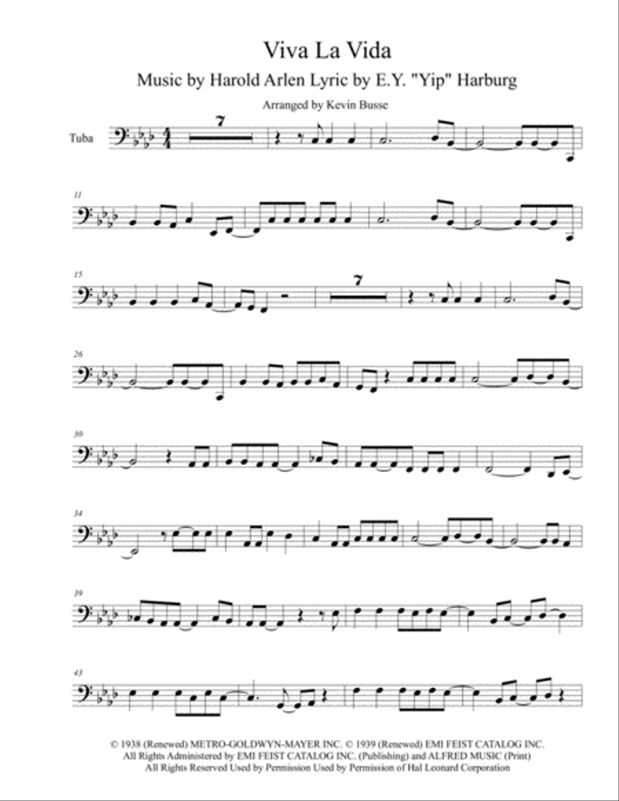 Viva La Vida Viva La Vida Tuba scores gallery preview page 1