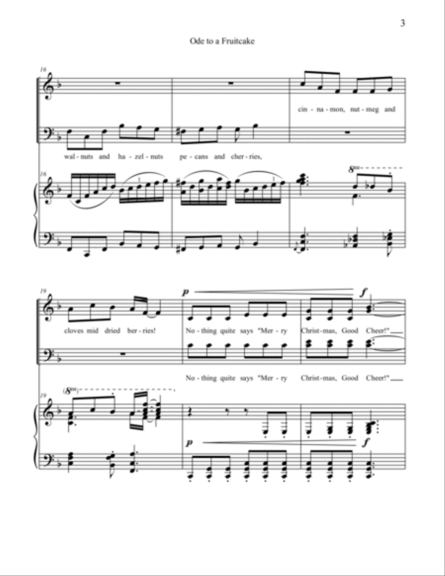 Ode to a Fruitcake : SATB Choir and Piano 4-Part scores gallery preview page 3