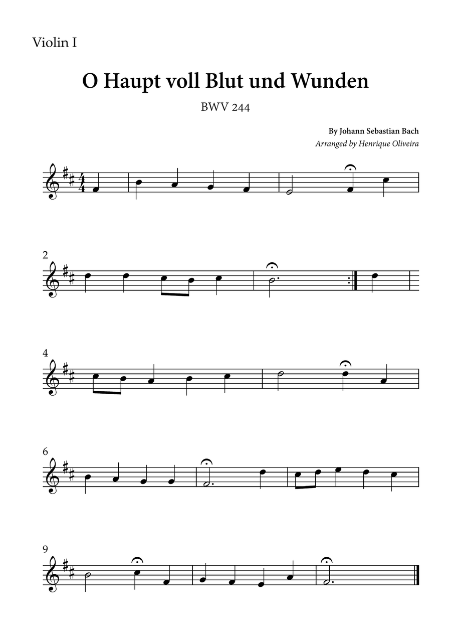 O Haupt voll Blut und Wunden (Violin Duet) - Johann Sebastian Bach String Duet scores gallery preview page 2