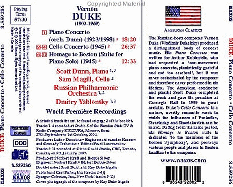 DUKE: Piano Concerto / Cello Concerto / Homage to Boston image number null